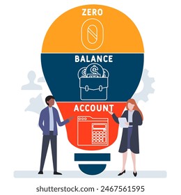 ZBA - zero balance account acronym. business concept background. vector illustration concept with keywords and icons. lettering illustration with icons for web banner, flyer, landing pag