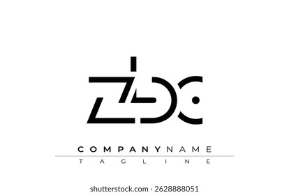 Projeto de letra abstrata ZBC. Design de logotipo comercial moderno com tipografia abstrata e estilo contemporâneo