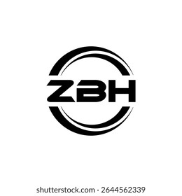 ZBH letter logo design with white background in illustrator, vector logo modern alphabet font overlap style, calligraphy designs for logo, Poster, Invitation, etc.