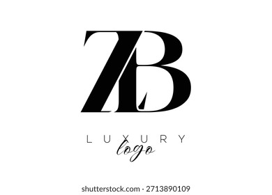 Logotipo de la tipografía del monograma de la letra de ZB, zb Serif para la identidad elegante de la marca de Premium