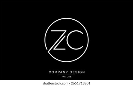 ZC, CZ, Z, C, Letras abstratas Monograma de logotipo Design Ícone de fonte Vetor