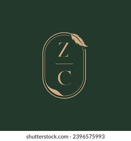 ZC feather concept wedding monogram logo design ideas as inspiration