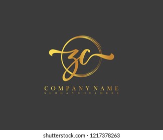ZC initial handwriting logo circle template vector