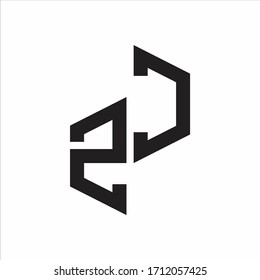 ZC Initial Letters logo monogram with up to down style