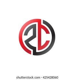ZC initial letters looping linked circle logo red black