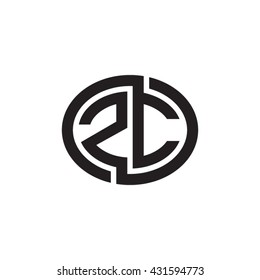 ZC initial letters looping linked ellipse monogram logo