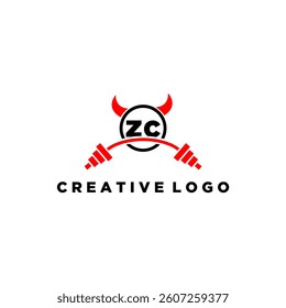 ZC initial monogram for fitnes or gym logo with devil style design