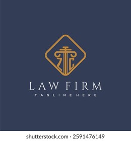ZC initial monogram logo for lawfirm with pillar in creative square design