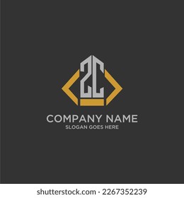 ZC initial monogram logo for real estate with building style