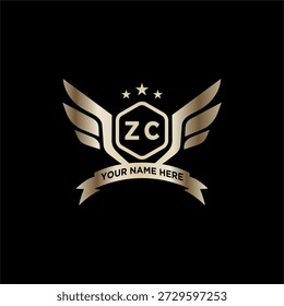 ZC Initials Eagle Logo Icon Educación Vector de stock