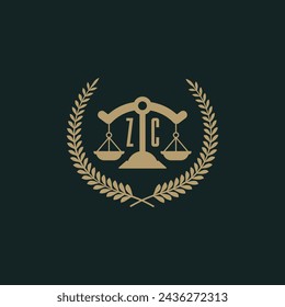 ZC initials for law firm logo icon design vector image