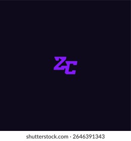 ZC letter cool and sporty design techno sport logo with bold monogram style