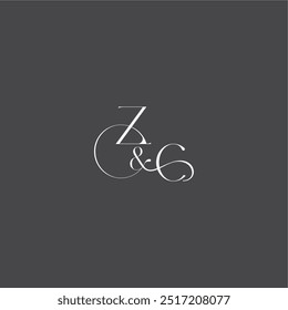 ZC letter initial with line luxury curvy style monogram wedding logo concept