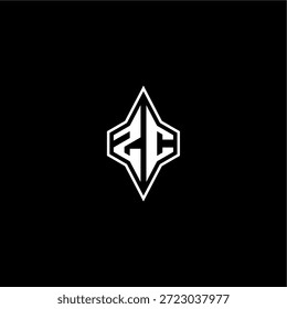 ZC letra inicial logo esport concepto techno racing estilo de diseño moderno monograma de juego