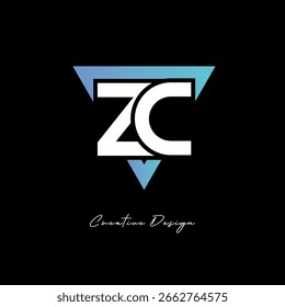 ZC Letter Logo in Triangle -Modern Gradient Monogram for Branding and Identity Design