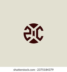 ZC line geometric initial logo in high quality professional design that will print well across any print media