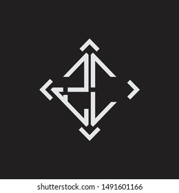 ZC Logo Abstrac letter Monogram with Arrow in every side isolated on black background
