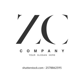 ZC logo design. Initial letter z and c serif font style. Creative classic company name typography. Trendy logotype or identity. Vector illustration.