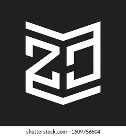 ZC Logo Emblem Monogram With Shield Style Design Template Isolated On Black Background