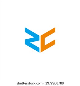 ZC Logo Letter Initial With Blue and Orange Colors