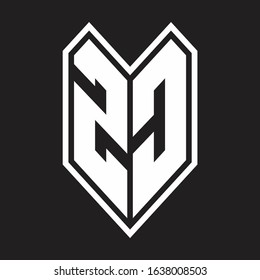 ZC Logo monogram with emblem line style isolated on black background