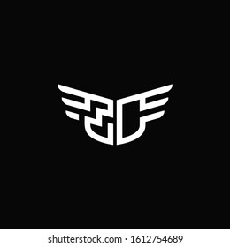 ZC logo monogram emblem shape with wings style ribbon design template