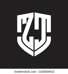 ZC Logo monogram with emblem shield shape design isolated on black background