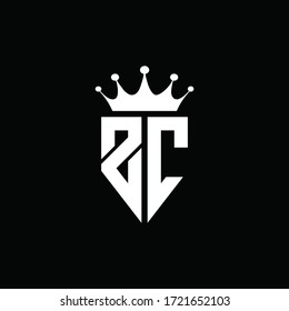 ZC Logo-Monogramm-Emblem-Stil mit Kronform-Design-Vorlage