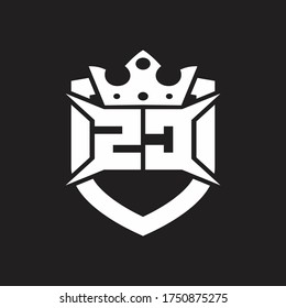 ZC Logo monogram isolated with shield and crown design template