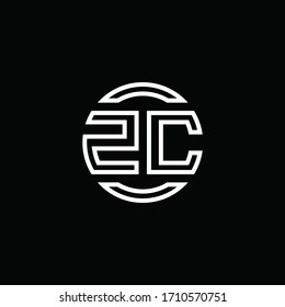 ZC logo monogram with negative space circle rounded design template