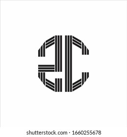 ZC Logo monogram outline style linked isolated on white background
