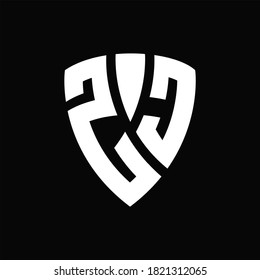 ZC Logo monogram with shield elements shape design template on black background