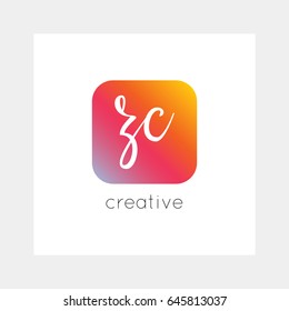 ZC logo, vector. Useful as branding, app icon, alphabet combination, clip-art.