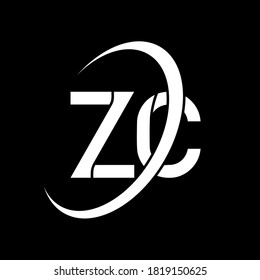 Logo de ZC. Diseño Z C. Letra blanca ZC. Diseño del logotipo de la letra ZC/Z C. Letra inicial logotipo de monograma en mayúsculas de círculo vinculado a ZC.	
