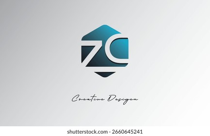 ZC Minimal Polygon Shape Símbolo de espacio negativo Abstractas para uso de marca"
