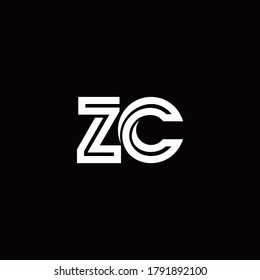 ZC monogram logo with abstract line design template