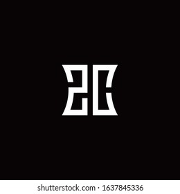 ZC monogram logo with curved side style design template