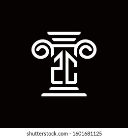 ZC monogram logo with pillar style design template