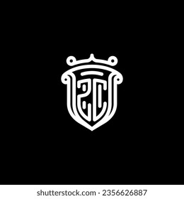 ZC shield initial monogram with high quality professional design that will print well