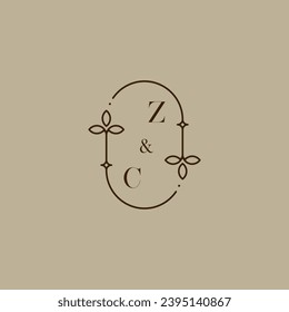 ZC wedding initial logo in high quality professional design that will print well across any print media