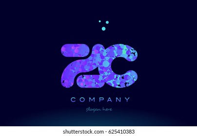 zc z c alphabet pink blue bubble circle dots creative letter company logo vector icon design template