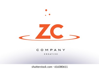 ZC Z C creative orange swoosh dots alphabet company letter logo design vector icon template