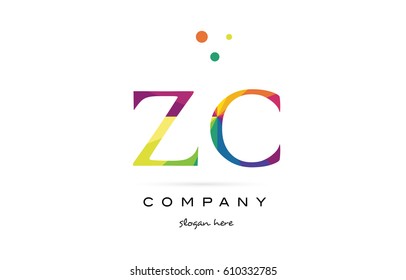 zc z c  creative rainbow colors colored alphabet company letter logo design vector icon template