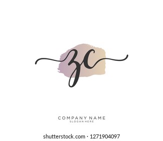 ZC Z C Initial handwriting logo vector