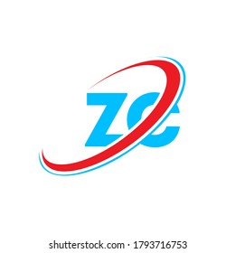ZC Z C letter logo design. Initial letter ZC linked circle uppercase monogram logo red and blue. ZC logo, Z C design. zc, z c	