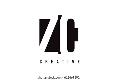 ZC Z C White Letter Logo Design with Black Square Vector Illustration Template.