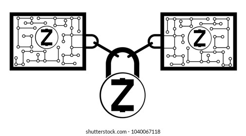 zcash block chain technology icon,vector disign,disign concept on a white background ,interlocking the blocks with each other using the lock code