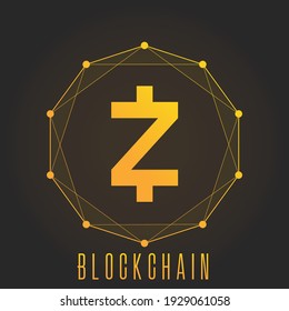 Zcash blockchain concept. Colorful gradient logo isolated on dark background.