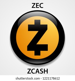 Zcash Coin cryptocurrency blockchain icon. Virtual electronic, internet money or cryptocoin symbol, logo