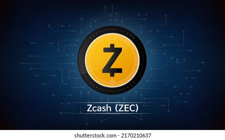 Zcash coin cryptocurrency token symbol. Coin icon on dark  background. Technology for finance in International stock blockchain. Vector illustration.